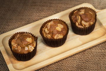 banana cupcake on wood