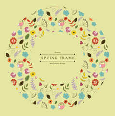 Spring frame with floral elements. 
