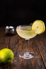 Fototapeta premium Cocktail Margarita with tequila. Tequila, orange liqueur, lemon juice, strawberry or raspberry at choice