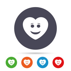 Smile heart face icon. Smiley symbol.