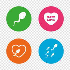 Sperm icons. Fertilization or insemination signs.