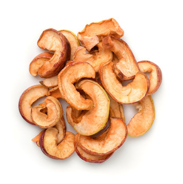Top view of dried apple chips