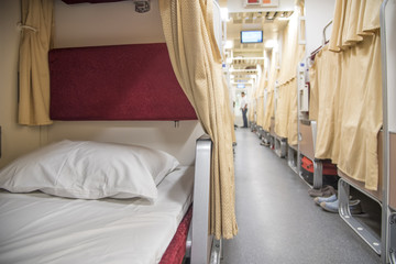 Obraz na płótnie Canvas Sleeping compartment on train
