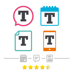 Text edit sign icon. Letter T button.