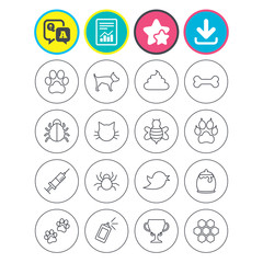 Pets and Insect icon. Dog, Cat paw with clutches.