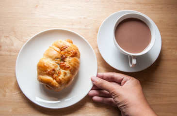  sausage roll and chocolate milk