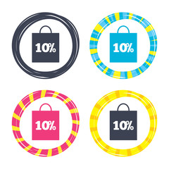 10 percent sale bag tag sign icon.