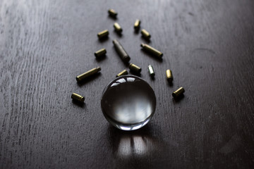 Crystal fortune-telling ball placed on a table