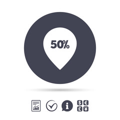 50 percent sale pointer tag sign icon.