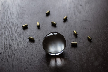 Crystal fortune-telling ball placed on a table