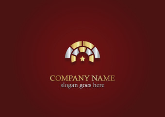 Fototapeta na wymiar gold star round company logo