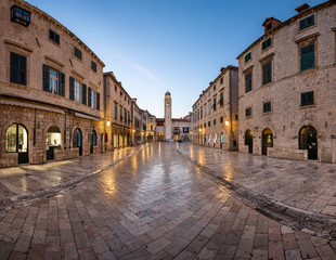 Panorama of Stradun Street in Dubrovnik, Dalmatia, Croatia - obrazy, fototapety, plakaty