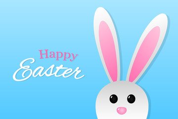Easter bunny on blue background. Vector.