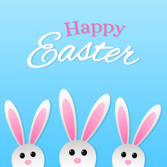 Easter bunnies on blue background. Vector.