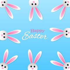 Easter bunnies on blue background. Vector.
