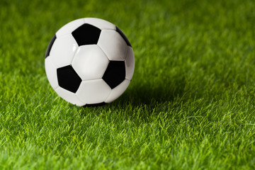 Fototapeta premium Soccer ball on the grass before the game