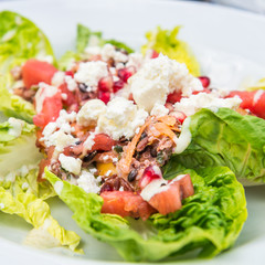 Salad from Quinoa, Black Barley, Watermelon and Feta