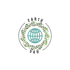 Badge as part of the design - Earth day. Sticker, stamp, logo - hand made.