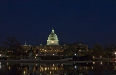 The United States Capitol at night