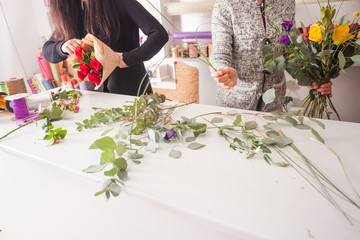 Florist making a bouquet 