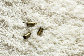Cartridges on the white carpet