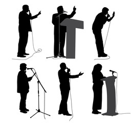 Public speaking. Motivational speech. Business speakers presenters politicians or lecturers.