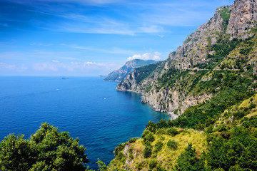 Fototapeta na wymiar Rugged Amalfi Coastline in Italy