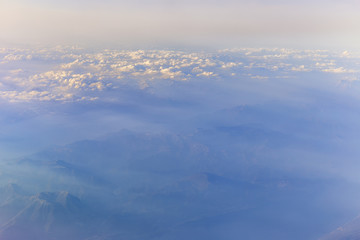 View of the mountains of Italy from the airplane