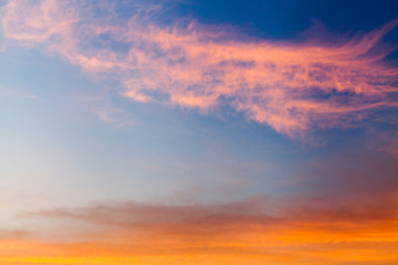 colorful dramatic sky with cloud at sunset