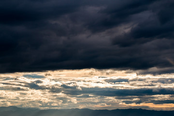 colorful dramatic sky with cloud at sunset