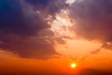 colorful dramatic sky with cloud at sunset