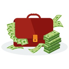briefcase with banknotes