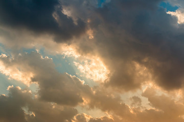 colorful dramatic sky with cloud at sunset