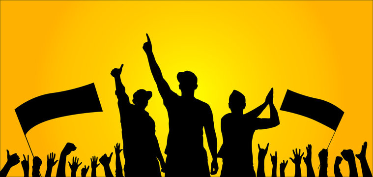 A crowd of people. Silhouette