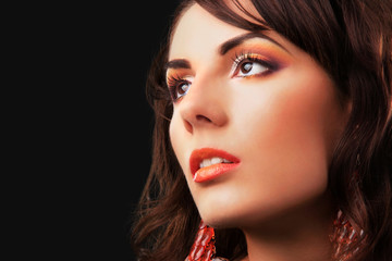 Fashion Beauty Girl. Gorgeous Coloured Make Up