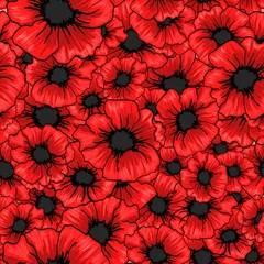 Cercles muraux Coquelicots Modèle sans couture de fleur de pavot rouge. Pour la conception textile en tissu. Texture pour oreiller, emballage, nappe et autres