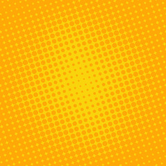 Background halftone circle vector. Orange dots on yellow background. Halftone Effect. comic book retro print.