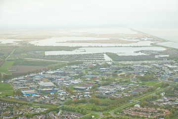 Aerial view of city Lelystad in The Netherlands