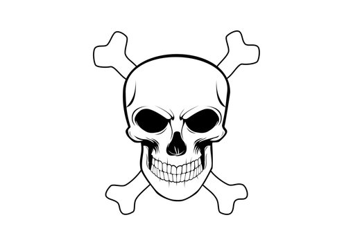Skull and Crossbones on white background