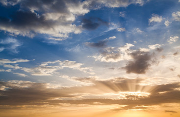 colorful dramatic sky with cloud at sunset