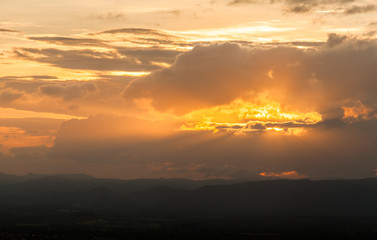 colorful dramatic sky with cloud at sunset