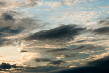 colorful dramatic sky with cloud at sunset