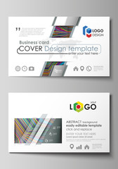 Business card templates. Easy editable layout, abstract vector design template. Bright color lines, colorful style with geometric shapes forming beautiful minimalist background.