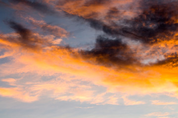 colorful dramatic sky with cloud at sunset