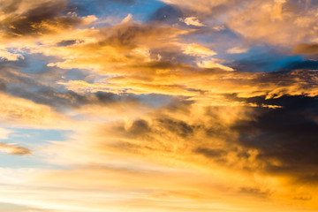 colorful dramatic sky with cloud at sunset