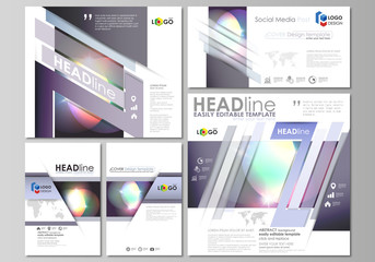 Obraz premium Social media posts set. Business templates. Easy editable abstract template, vector layouts in popular formats. Retro style, mystical Sci-Fi background. Futuristic trendy design.