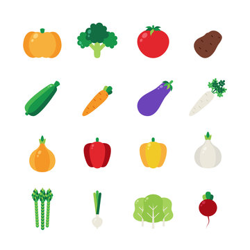 Set of Vegetables. Flat Design Style. 