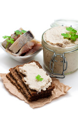 Forshmak  paste from herring isolated on white