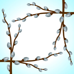 Vector background with willow tree branch for easter greeting card