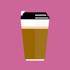 paper cup for hot drink on the background of coffee beans